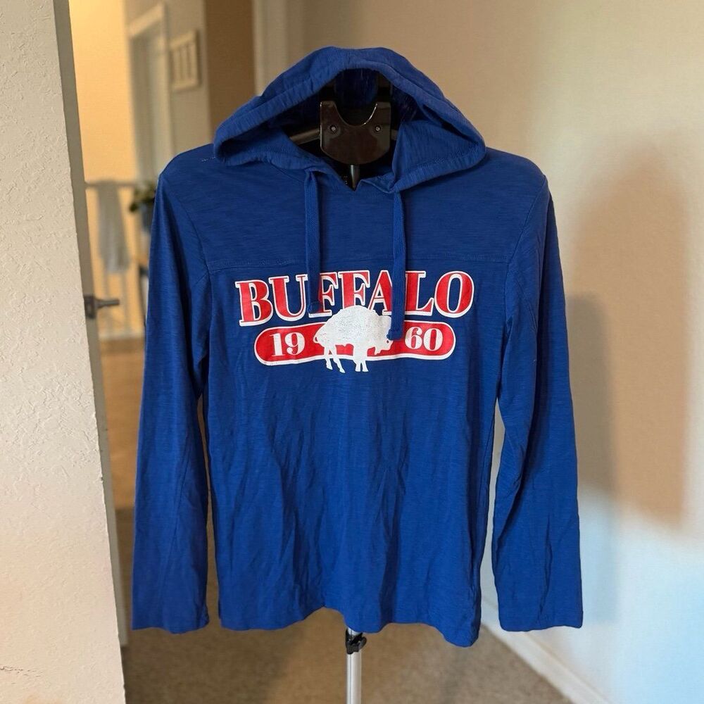 Buffalo Bills NFL Football Long Sleeve Hooded Graphic Tee Men’s Size Small